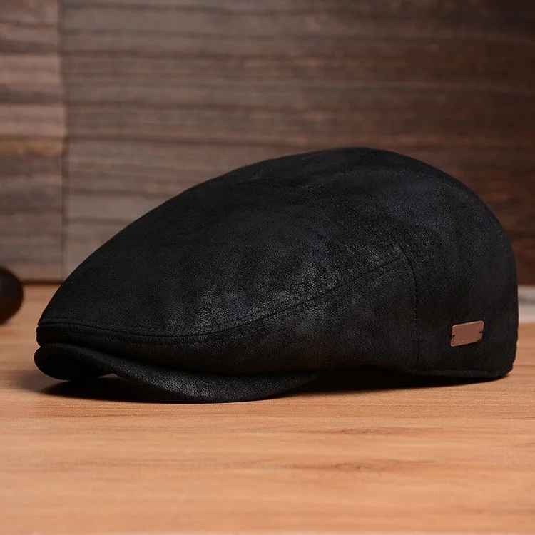 Premium Vintage Casual LEATHER Berets - Black