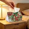 Christmas Poinsettia Butterfly 24cm DIY Diamond Painting Rhinestones Decorative Tissue Box Reusable Crystal Mosaic PU Tissue Holder for Home Car Desk Decoration Craft