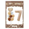 Retro Cream Caramel Cartoon Bunny Bear 0 - 9 Numbers Latex Aluminum Film Balloons Flags Package Kids Birthday Party Decors