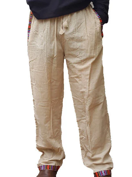 Men's Hippie Print Cotton Linen Casual Trousers