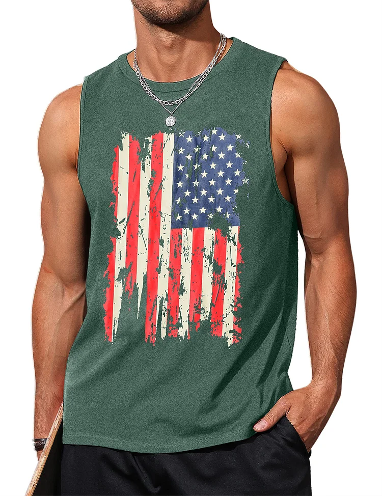 Mens American Flag Vest 4th of July Shirt Sleeveless Muscle Vest Gym Workout Patriotic Vest
