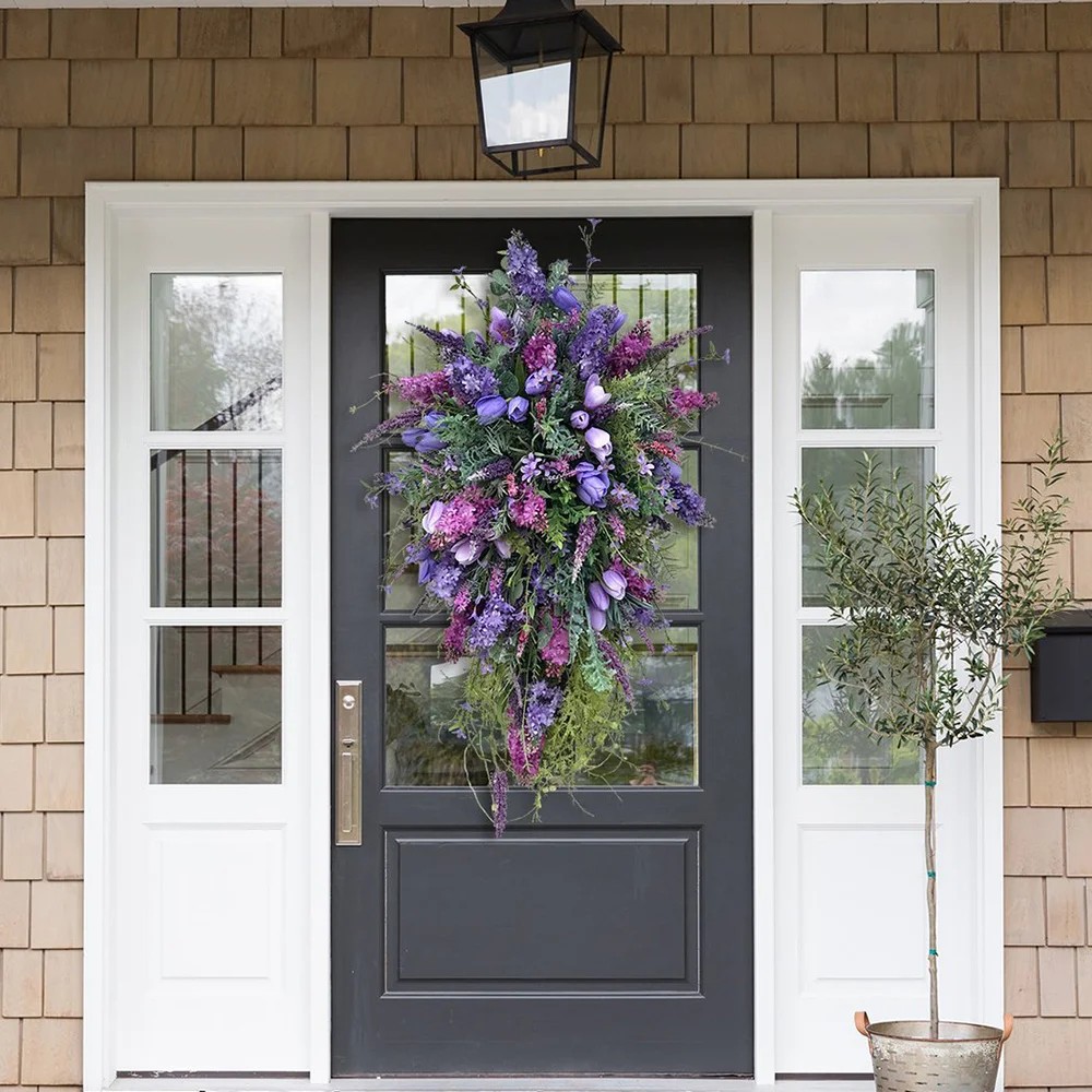 Lilac Tulip Hyacinth Hydrangea Spring Summer Wreath Decoration