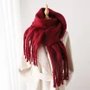 Women's Vintage Mohair Warm Extra Long Tassel Scarf by Inlyline