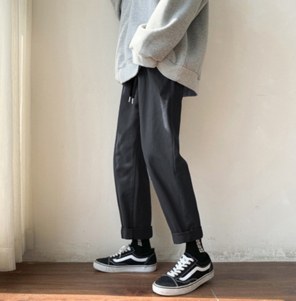 Mature Men's Solid Color Loose Casual Pants