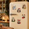 6PCS  Xmas Pets DIY Pearl Diamond Painting Christmas Fridge Magnets, Sparkling Rhinestone Refrigerator Magnet Craft Kit for Home Decor & Gifts