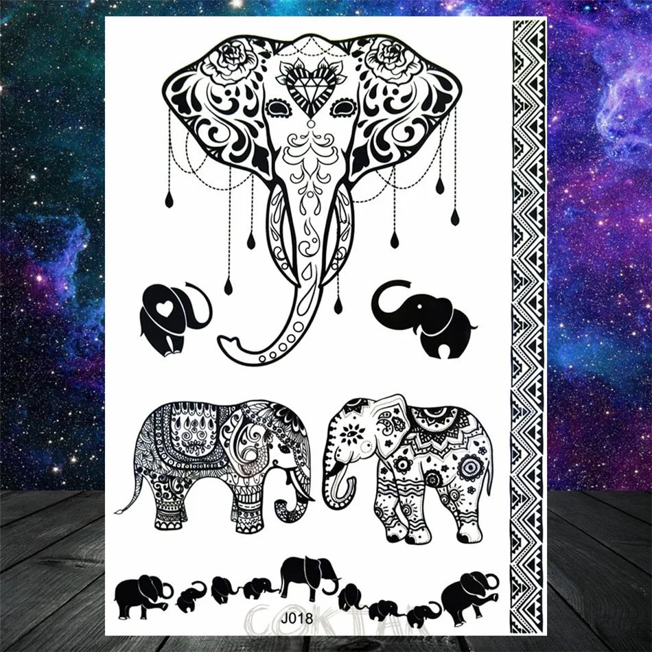 Black Dreamcatcher Temporary Tattoos Sticker For Women Fashion Body Art Back Tatoos Fake Jewelry Mandala Flower Tattoo For Party