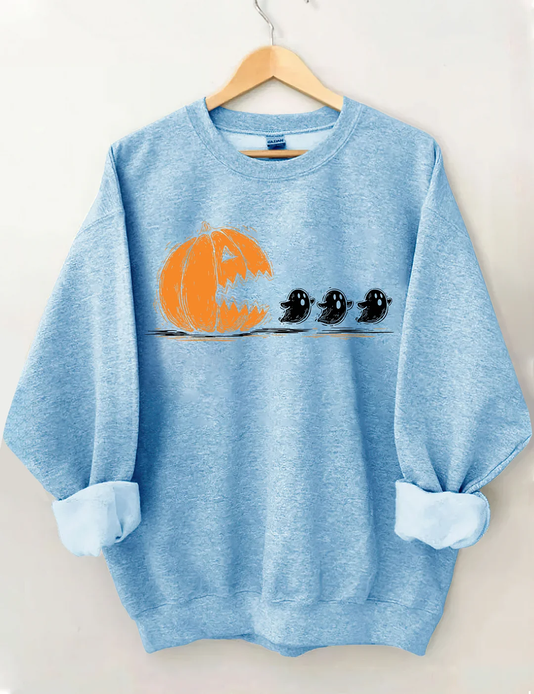 Trendy Halloween Pumpkin Chasing Ghost Sweatshirt