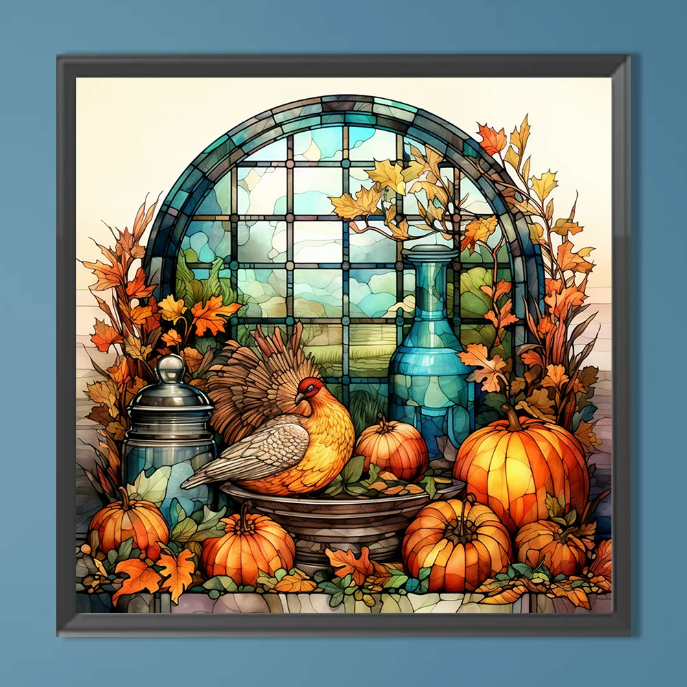 Diamond Painting - Full Round Drill - Pumpkin Turkey(Canvas|40*40cm)