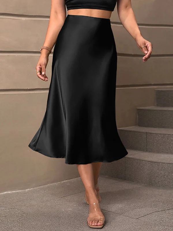 Solid Color A-Line Loose Skirts Bottoms