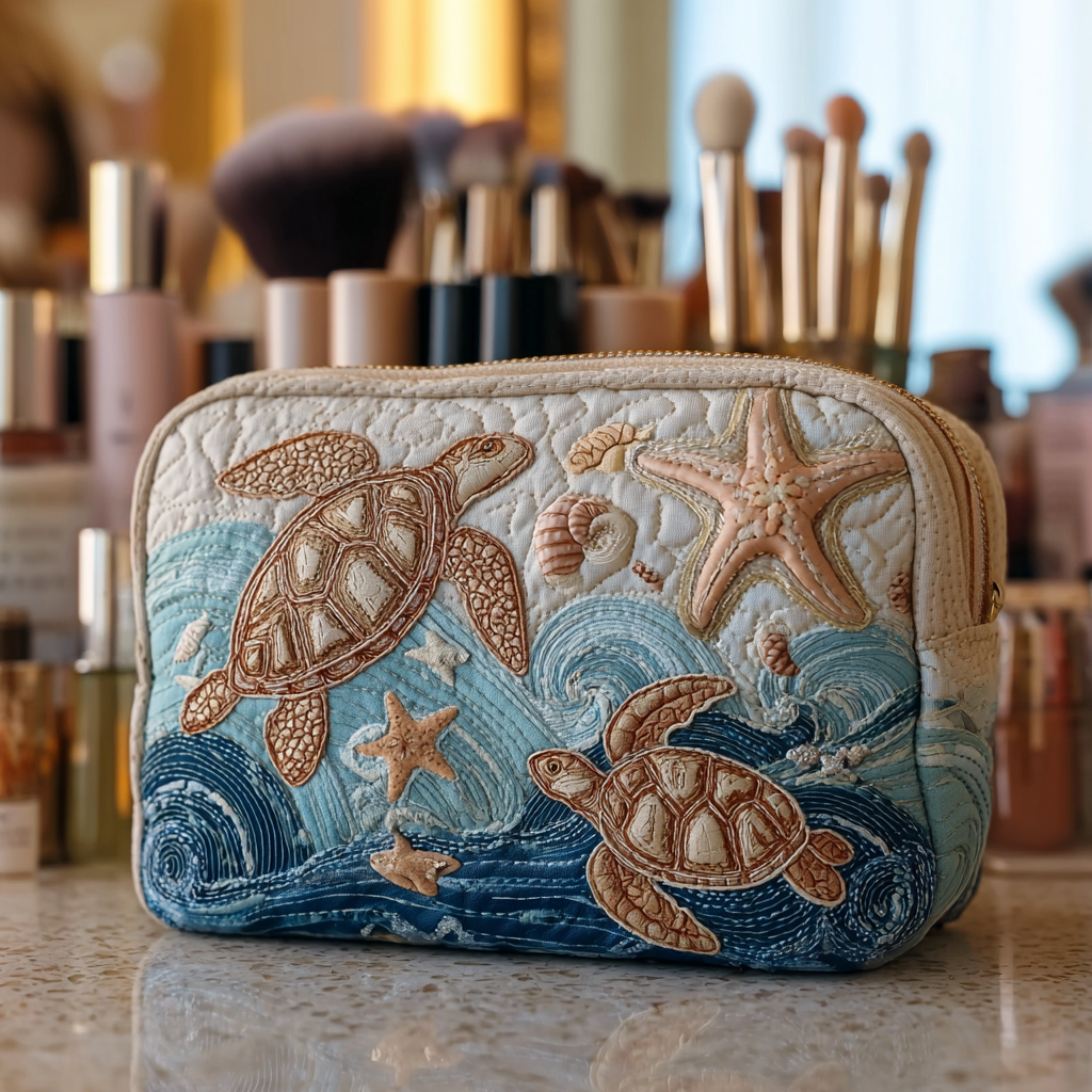 Turtle Tide Quilted Makeup Bag NCU0DK10247