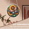 (25cm)DIY Acrylic Jigsaw Puzzle Window Hanging with Hanging Chain DIY Stained Glass Decoration Round Window Puzzle Decor for DIY Craft Project (Butterfly with Sunflowers)