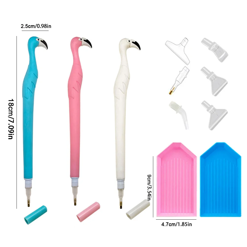 Cute Flamingo Diamond Painting Pen Kit with Clay Tips Tray for Diamond Painting
