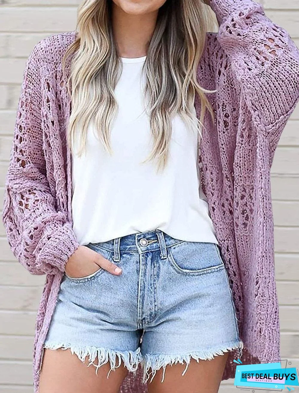 Casual Loose Long-Sleeved Hollow Cardigan