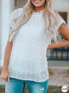 Feifei Floral Chiffon Printed Round Neck Shirt For Women