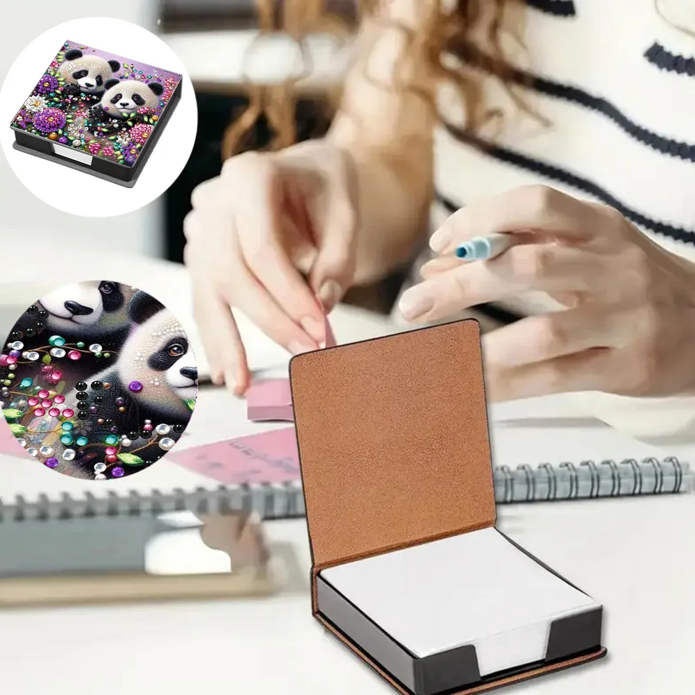PU 5D Diamond Painting Kit Note Box DIY Diamond Art Notepad Box (Panda)