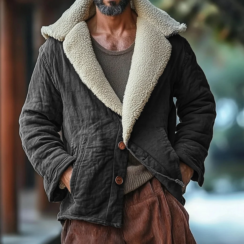 Men's Linen Fleece Jacket-inspireuse