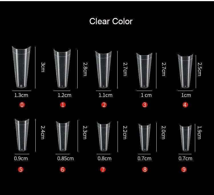 500Pcs/Bag 10 Sizes Acrylic Coffin Nail Tips French Fake Nails Half Cover Nails Clear/Natural Flat Shape Nails False Nails 2021