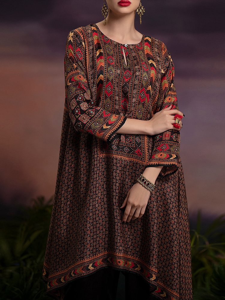 Women middle eastern printed dress