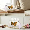 Monarch Butterfly DIY PULeather Diamond Painting Tissue Box for Adults Beginners Large Size Diamond Art Paper Storage Holder for Living Room Bedroom Bathroom Table Decor