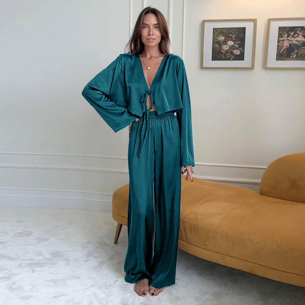 Silk Pajamas Long Sleeves Two Pieces Set REAL SILK LIFE