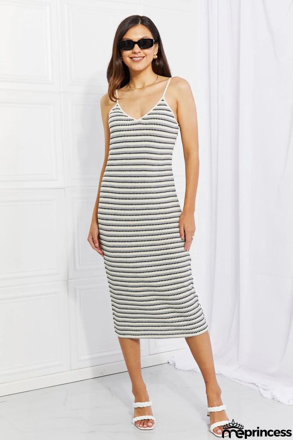 HYFVE One to Remember Striped Sleeveless Midi Dress