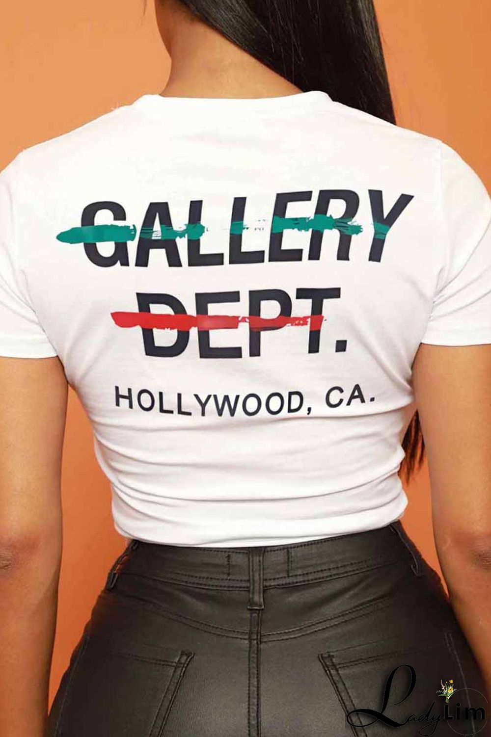 White Casual Print Letter O Neck Plus Size Tops