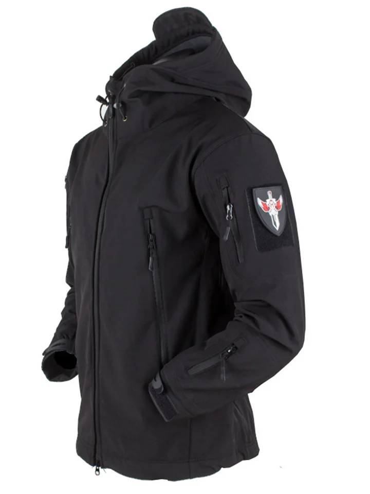 Soft Shell Fleece Outdoor Men's Windproof Waterproof Breathable Warm Jacket Sharkskin Jacket Rushing Jacket