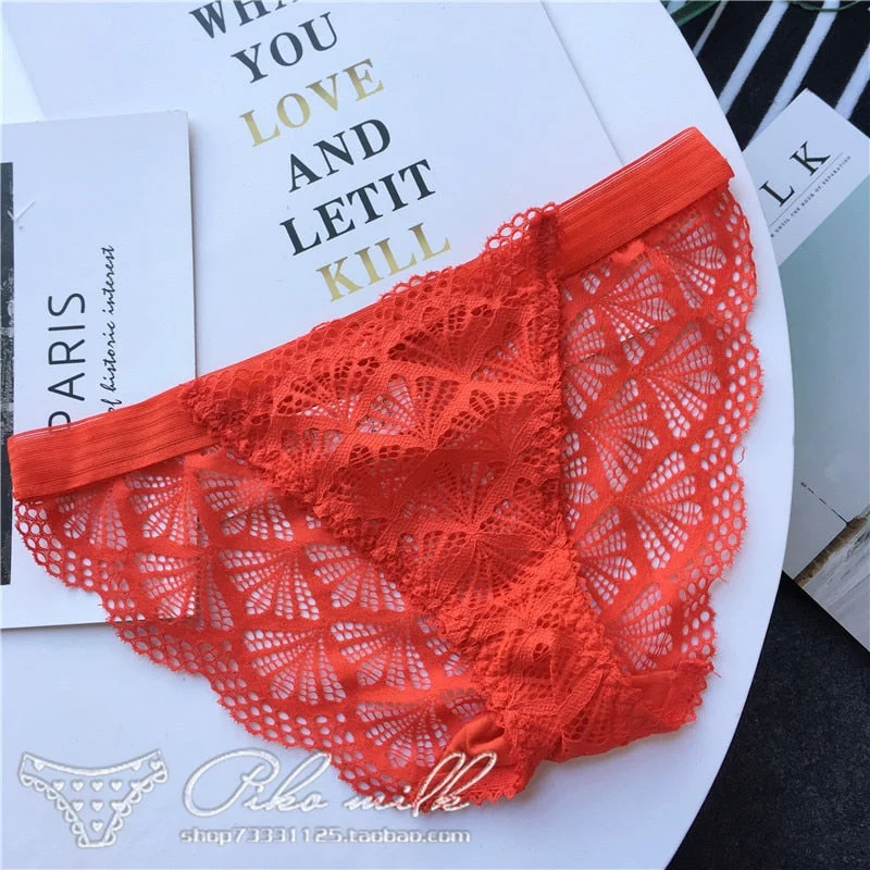 European Style sexy Underwear Women's Cotton Panties Low Waist Pure Color Briefs Fashion Hollow Out Underpants Female Lingerie