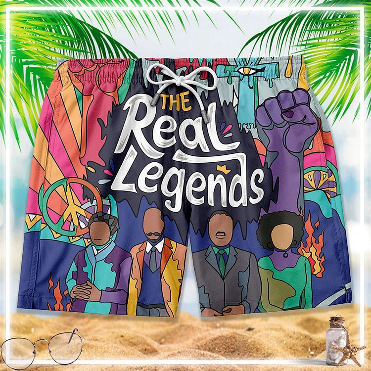 The Real Legends Hiphop Style Summer Beach Shorts