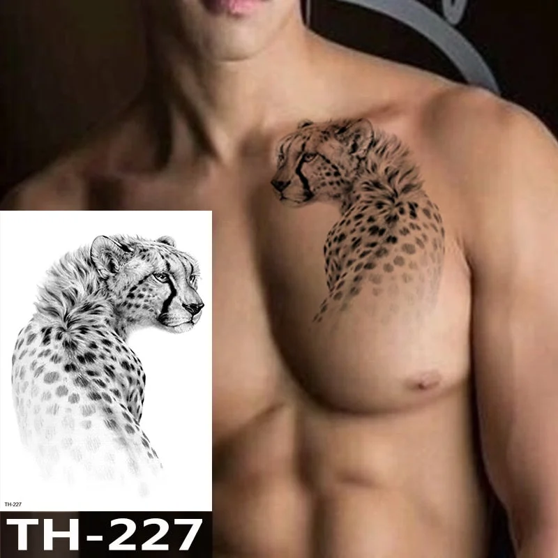Waterproof Temporary Tattoo Sticker Animal Leopard Flash Tattoos Wolf Rose Flower Body Art Arm Fake Tatoo Women Men