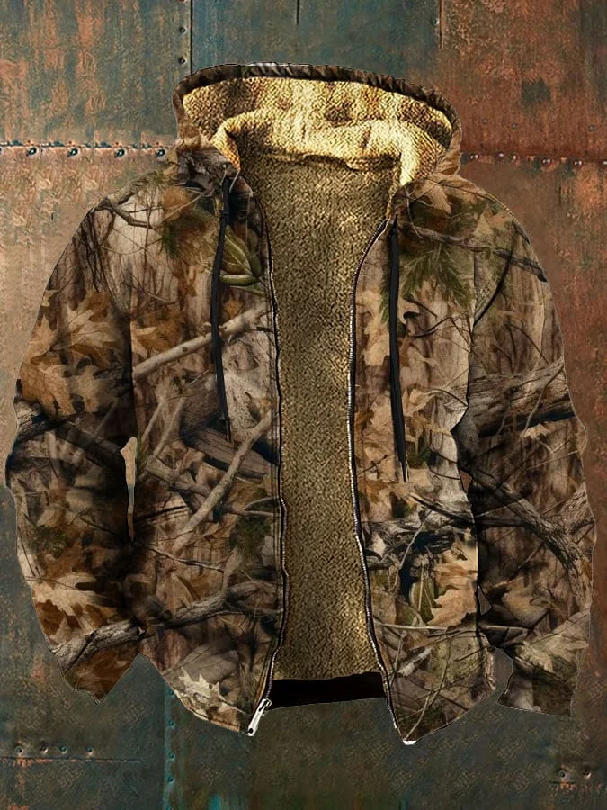 Men's Vintage Camouflage Fleece Zipper Jacket