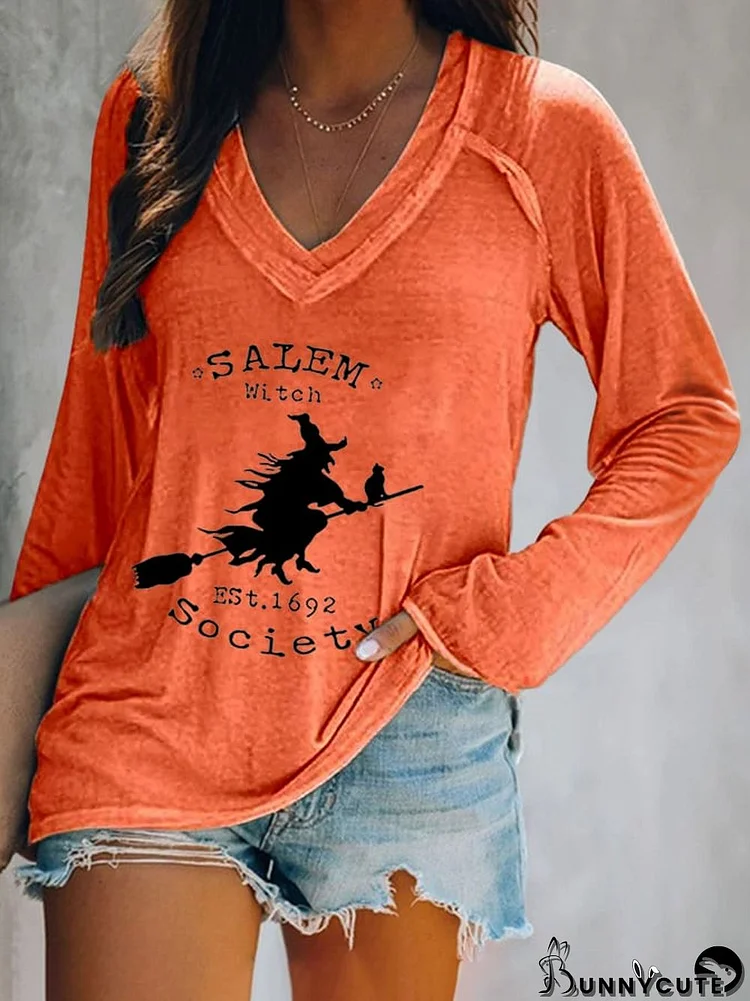 Women's Salem Witch Est.1692 Society Print Casual T-Shirt