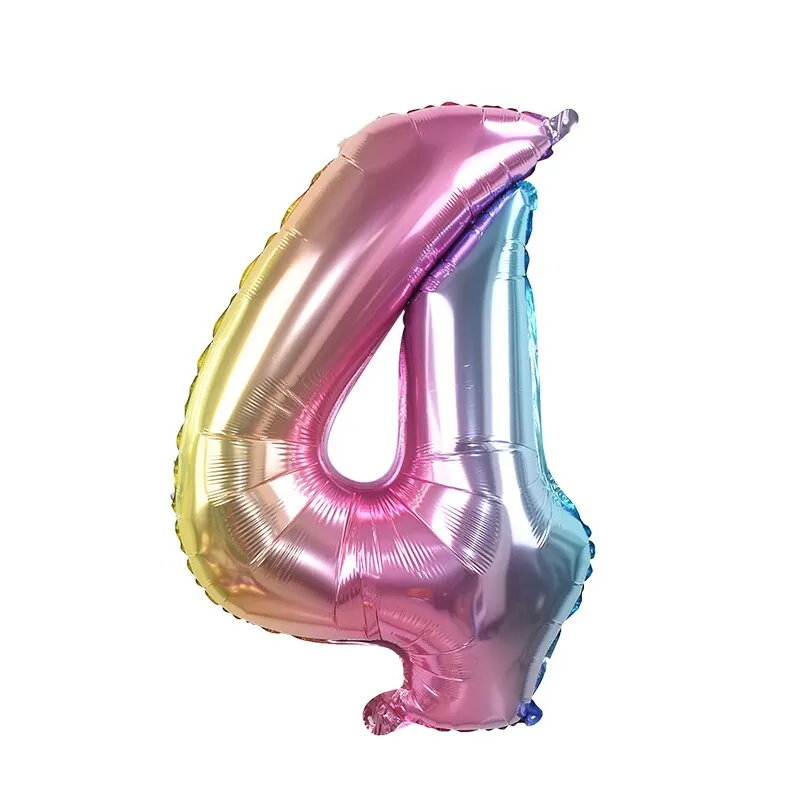 32inch Iridescent Rainbow Color Number Foil Balloons Birthday Wedding Party Decoration Digital Balloon Number Air Ballon Globos