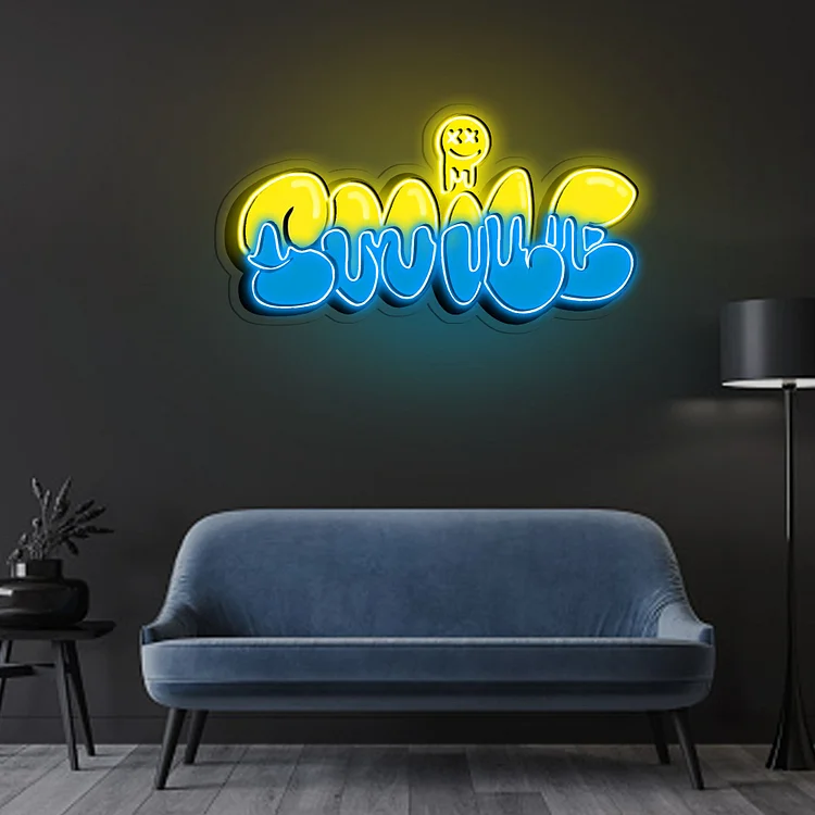 Smile Grafity Neon Sign Acrylic Bedroom Lights Artwork Wall Decor