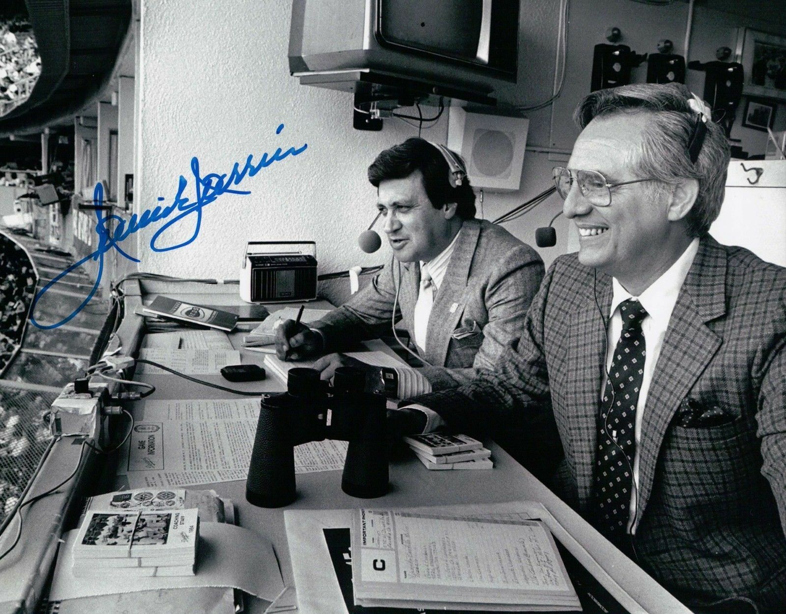 Jaime Jarrin Signed 8X10 Vintage Photo Poster painting Autograph LA Dodgers Pen in Hand w/COA