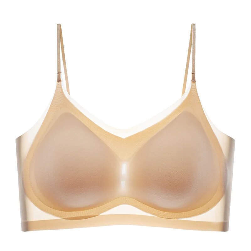 Qinice Ultra-thin Ice Silk Seamless Underwear Women's Thin Section Breathable Sling Beautiful Back Vest Big Chest Small Sleep Bra