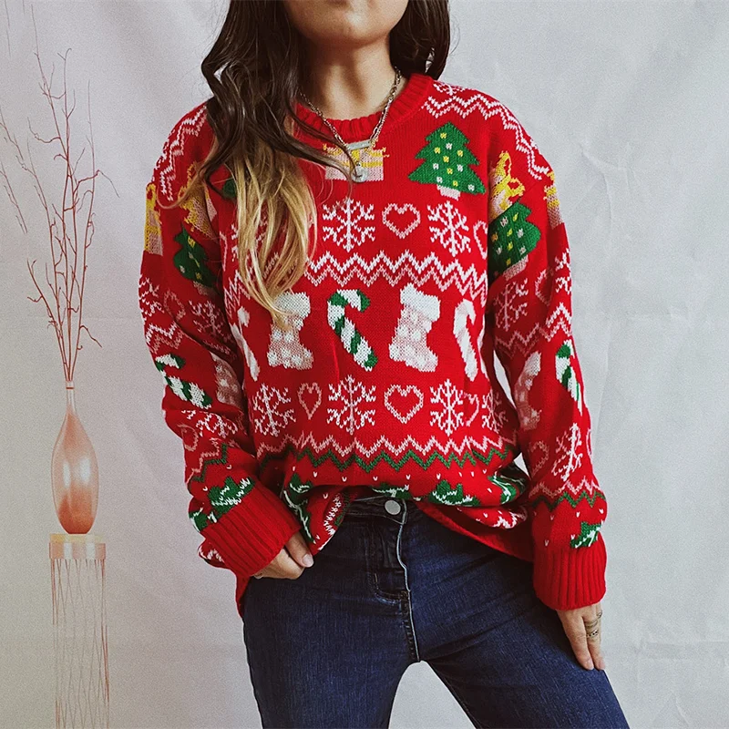 Christmas Pattern Pullover Knitted Sweater