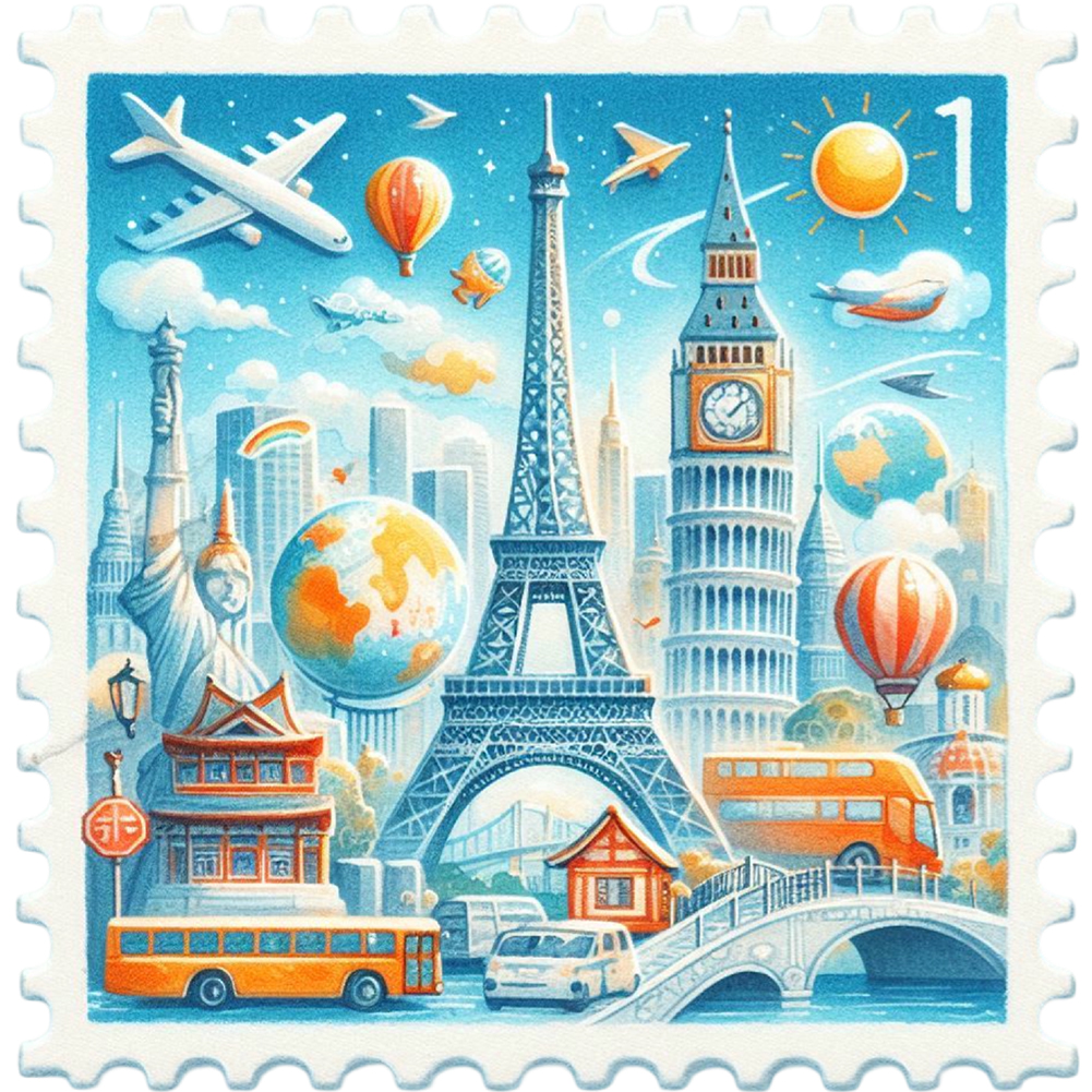 Famous Buildings With Stamp Feeling 30*30cm(canvas) full round drill diamond painting