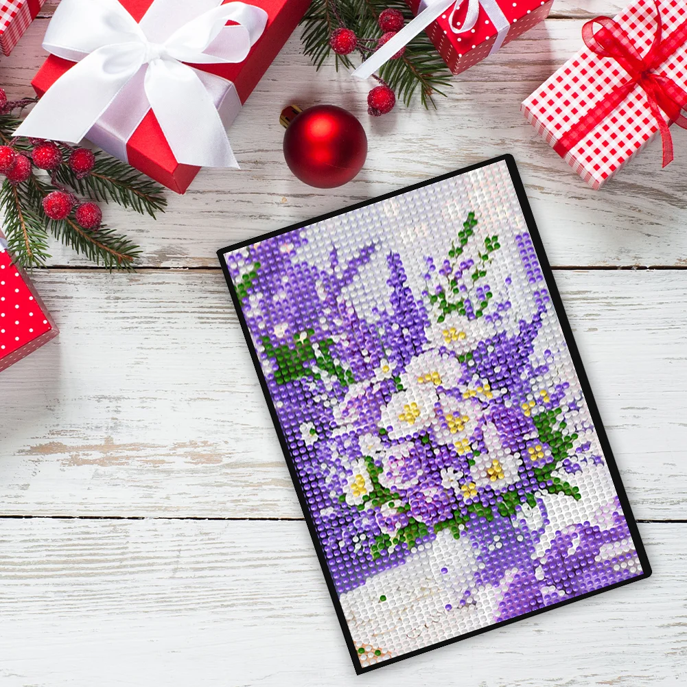 5D DIY Flower Diamond Art Painting Notebook Kit Crystal Notepad Sketchbook Gifts