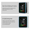 5-in-1 Indoor Air Quality Monitor USB Charging CO2 Detector with Temperature Humidity TVOC Display for Home Office Classroom Safety Monitoring