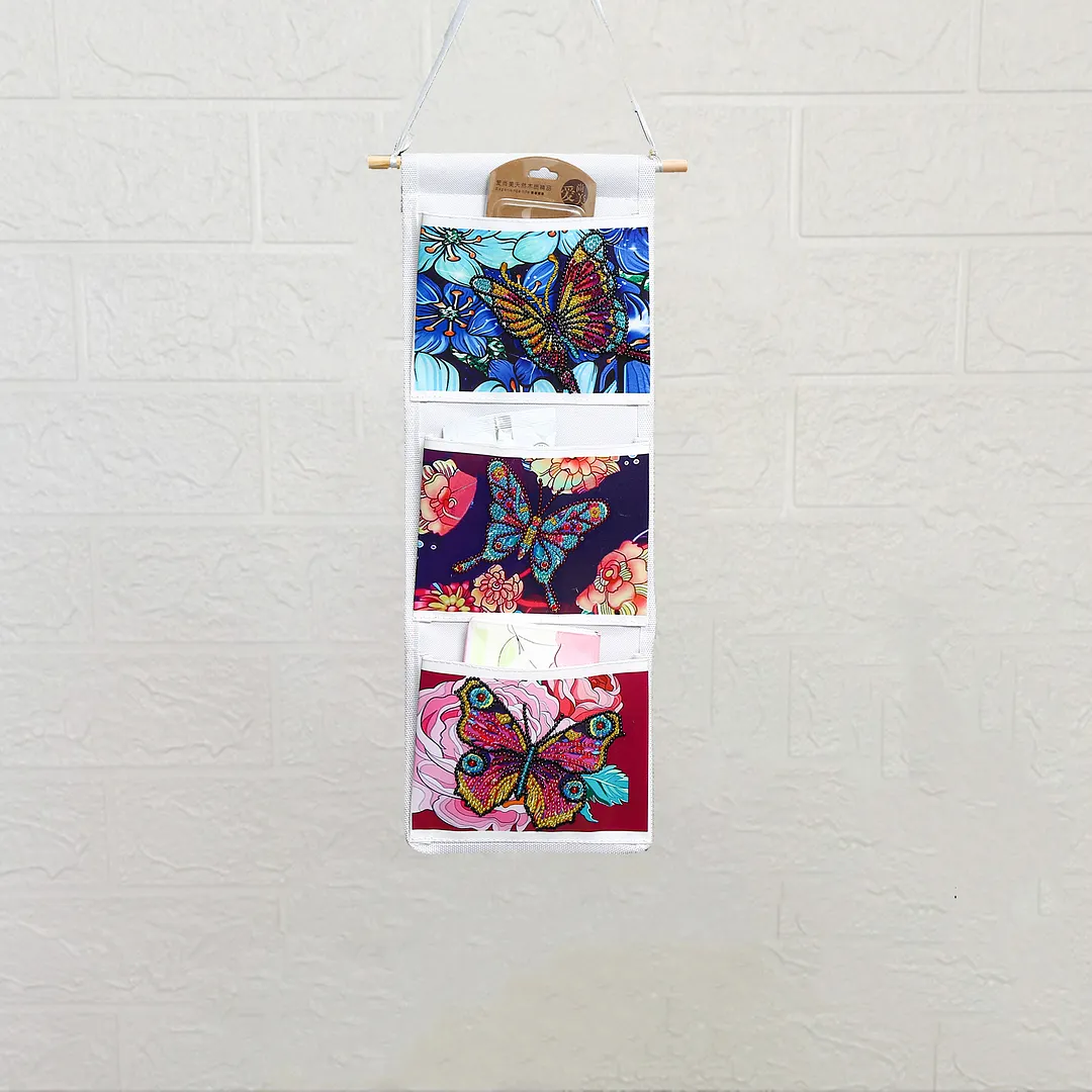 DIY Diamond Painting White Butterfly Hanging Storage Bag