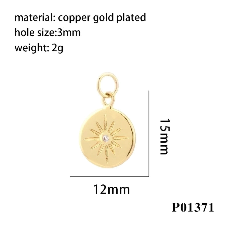 Minimalist Palm Heart Shape Eye Copper Plating Inlay Zircon 18k Gold Plated Charms