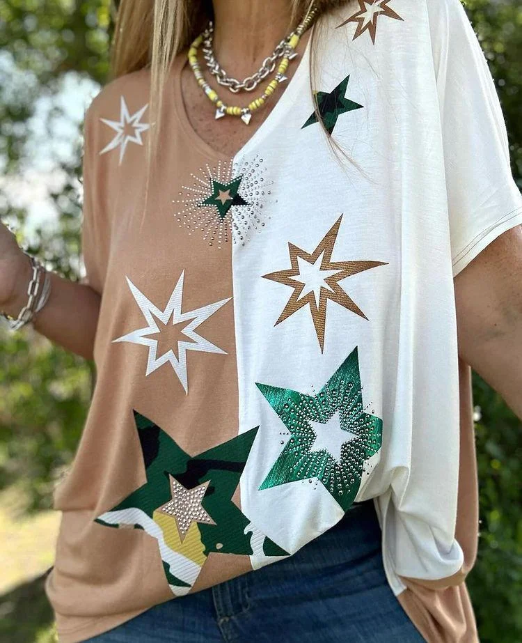 Casual Sequin Beaded Design T-shirt