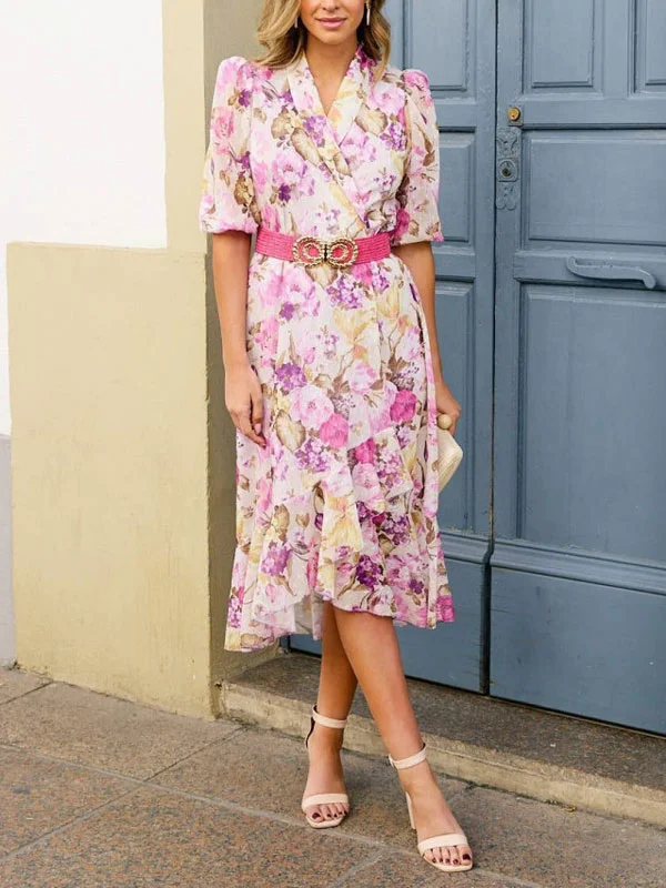 Fishtail Comfortable Stretchy Floral Women's Dress