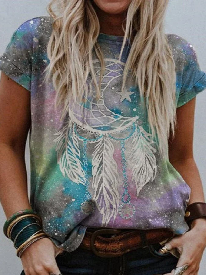 Women's Vintage Tie Dyed Print T-shirt