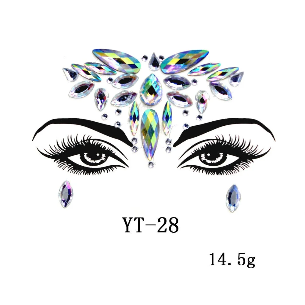 Sexy Style Rhinestone Acrylic Self-adhesive Jewelry Face Creative Tattoo Body Art Jewelry Masquerade Eyes Beauty Makeup Sticker