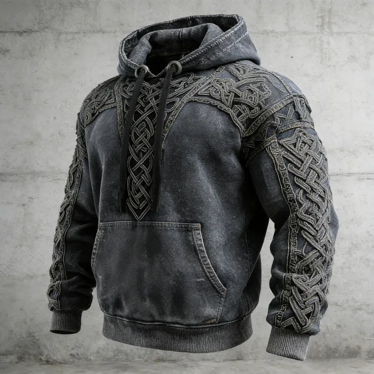 Vintage Viking Celtic Knot Washed Denim Hoodie