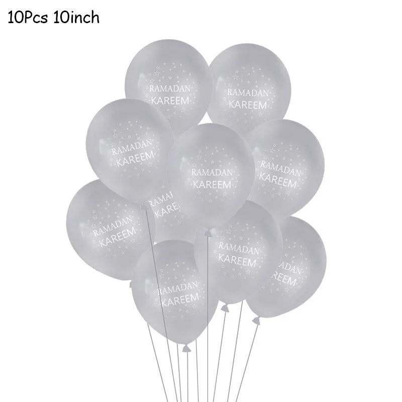 10Pcs EID MUBARAK Balloons Decor Ramadan And Eid Decoration Muslim Hijab Islamic Decor Muslim Ramadan Mubarak Party Supplies