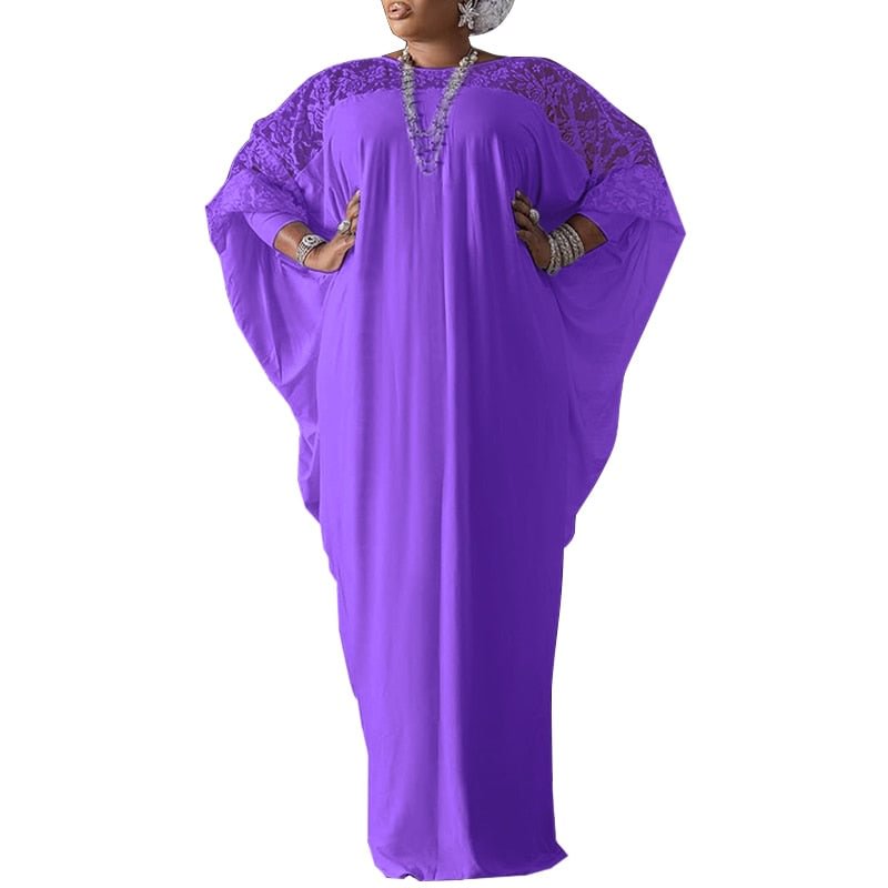 Summer Kaftan Dress Women Maxi Long Dress 2022 VONDA Long Sleeve Round Neck Solid Color Autumn Holiday Casual Vestido Femme