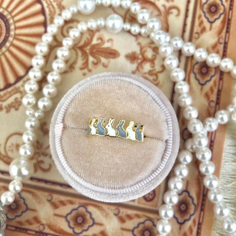 Copper Inlay Flower Pearl Rings